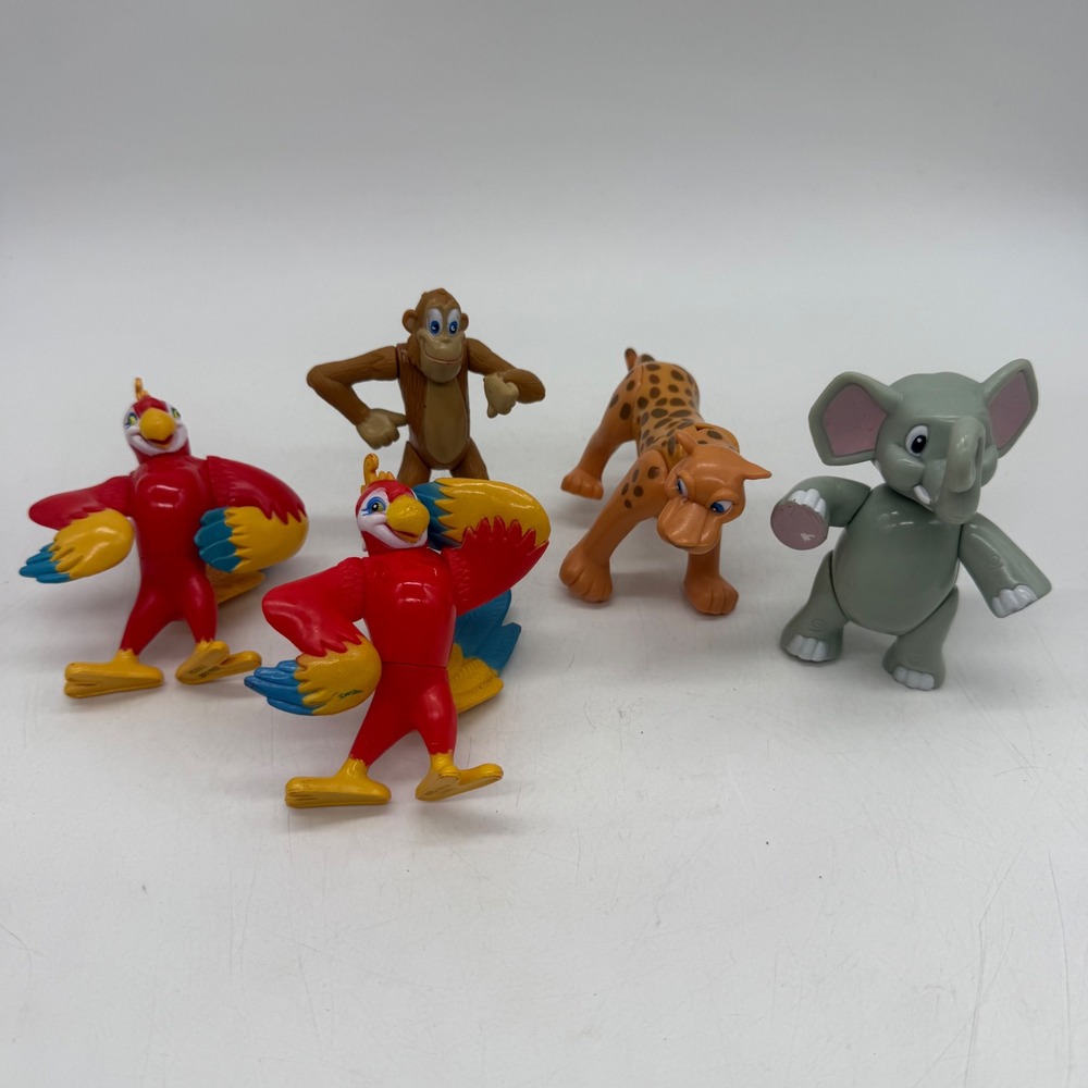Rainforest Cafe Toy Figures Lot 5pc Parrot Monkey Cheetah Elephant Multi Color